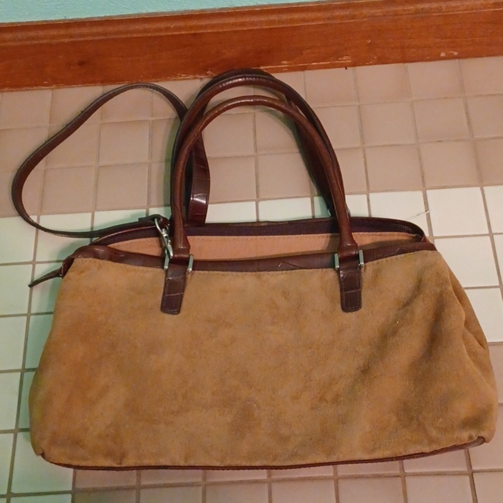 Relic hobo style suede bag. Dark Tan